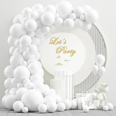 NISOCY White Balloons,102PCS 18In 12In 10In 5In White Latex Balloons Arch Garland for Wedding,Bride Engagement, Festival Picnic, Birthday,White Theme Anniversary Christmas Decoration