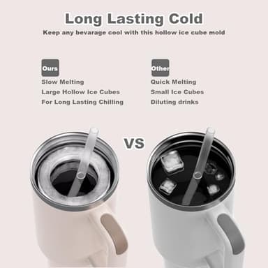 Nax Caki White Hollow Cylinder Ice Cube Mold for 20oz 30oz 40oz Stanley Cup Accessories, Silicone Tumbler Ice Mold with Lid for Tumbler Whiskey Cocktails Bourbon - Image 4