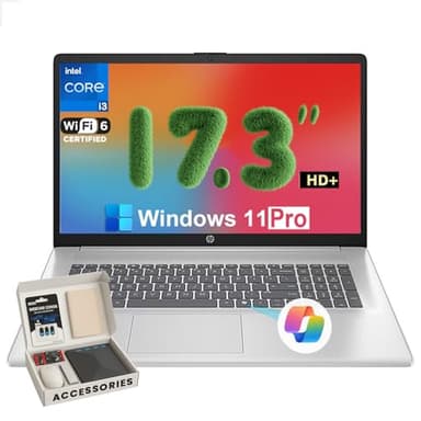 HP 2025 17-inch Laptop Computer - Intel 8-Core i3-N305, 17.3" HD+ Anti-Glare Display, Win 11 Pro, Ai Copilot, Numeric keypad, HDMI, Wi-Fi 6, for Business & Student, w/Accessories(32GB RAM | 1TB SSD) - Image 1