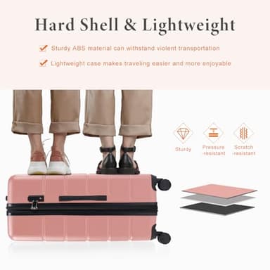 Sweetcrispy Luggage Travel Hard Shell Suitcases with TSA Lock, Pink, 3-Piece Set (20/24/28) - Image 4
