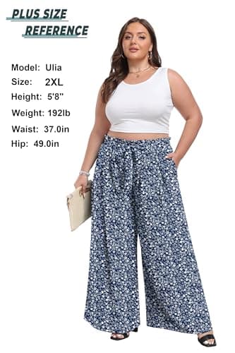 Lepunuo Womens Casual Wide Leg Pants High Waisted Straight Long Trousers Palazzo Pants - Image 4