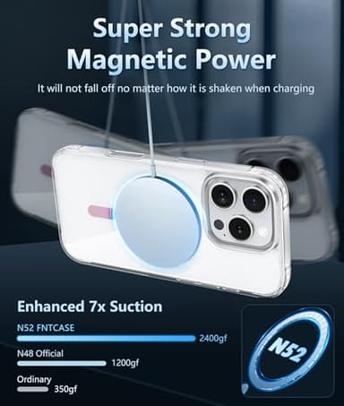 FNTCASE for iPhone 16 Pro-Max Case: Magnetic Military Grade Drop Protection Anti Yellowing Cell Phone Cover - Rugged Shockproof Protective Bumper Transparent Cases - Image 3