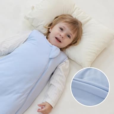 Mosebears Unisex Baby Sleep Sack 1.0 TOG, Supersoft Rayon Made from Bamboo Wearable Blanket with 2-Way Zipper (Sage&Blue,0-6 Months) - Image 6