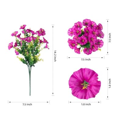 HyeFlora Artificial Flowers for Outdoors Fake Plants, 12 Bundles Faux Fuchsia Morning Glory UV Resistant Look Real Silk Flowers for Outside Planter Front Door Porch Patio Yard Fall Autumn Decoration - Image 5