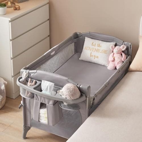BEKA 4 in 1 Baby Bassinet Bedside Sleeper, Baby Bedside Crib 4 Functions, Bedside Bassinet Crib Sleeper, Playard, Changing Table, Baby Bassinet for Newborn Baby - Image 1