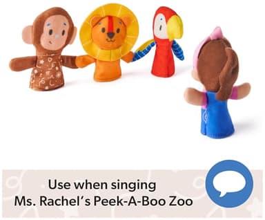 Ms. Rachel Finger Puppets Zoo Friends 4-Pack, Lion, Monkey & Parrot, Educational Toys & Animal Puppets, Toddler Toys for Girls & Boys Ages 6 Months-2+ - Image 2