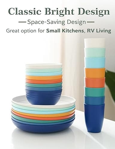 GENLGE 10-inch Wheat Straw Reusable Dinner Plates Set of 8, Microwave Dishwasher Safe, BPA Free, Unbreakable, Multicolor - Image 6