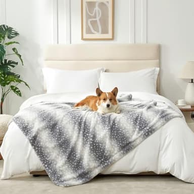 COZY KISS Waterproof Pet Blanket for Large Dog, Soft Luxury Faux Fur Throw for Woman Sofa Bed Couch, Non-Shedding Double Sided, Super Fluffy Thick Warm, Reversible, 50x60 in, Grey Deer Print - Image 8