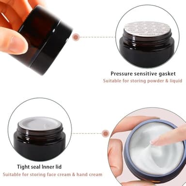 Stellacare 46 pack 1oz Glass Jars Round Empty Cosmetic Containers, Refillable Glass Jars with Lids for Face Creams, Lotions, Powders,Salves Ointments,Potravel Storage - Image 4