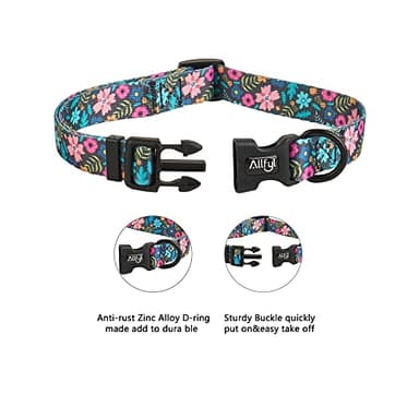 Dog Collar Adjustable Flower Dog Collars with Quick Release Safety Buckle Soft Comfortable Cute Pet Collar for Small Medium Large Dogs - Image 3