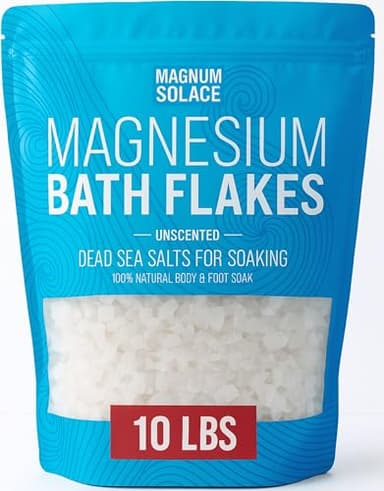 Magnesium Flakes for Bath - Magnesium Chloride Flakes - Dead Sea Salts for Soaking, 10 LBS - Image 1