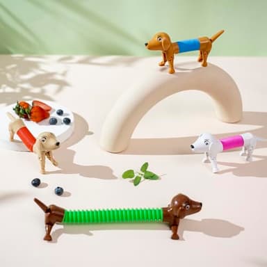 Dog pop Tubes fidgets, Travel Toys for Toddlers 3-5, Sensory Toys for Kids 5-7, fidgets for Kids, Animal pop Tubes, Easter Egg fillers,Easter Basket Stuffers(4 Pack Dog) - Image 2