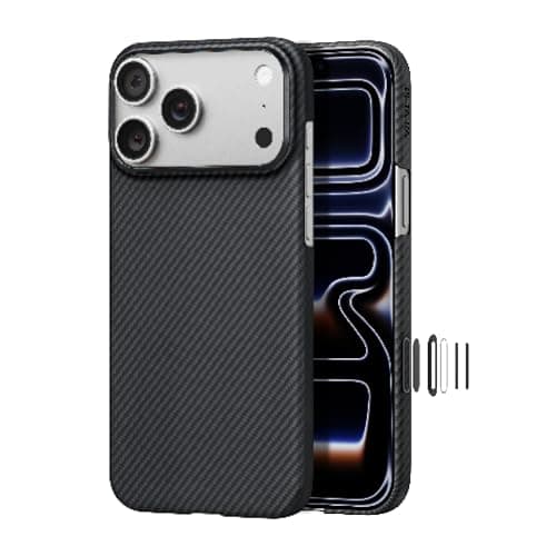 pitaka for iPhone 17 Pro Case 6.3" with Camera Control Button, Compatible with MagSafe, Ultra-Slim Case with Caseless Touch Feeling, 600D Aramid Fiber Woven, Black/Grey(Twill) - Image 1