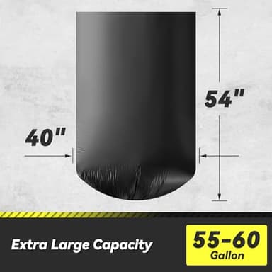 100 Count 55-60 Gallon Trash Bags, Sturdy & Tear-Resistant Commercial Can Liners 55 Gallon, Large Garbage Bags, Large Black Trash Bags for Commercial, Lawn and Leaf Bags - Image 4