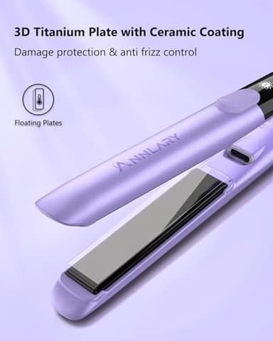 Annlary Hair Straightener 1 Inch Flat Iron and Curler 2 in 1 Titanium Ceramic Ionic Dual Voltage Straightener with Heat-Resistant Silicone, for Less Frizz, Shinier & Smoother - Image 4
