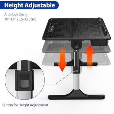 Besign LT05 Adjustable Laptop Table, Lap Desk, Portable Standing Bed Desk, Foldable Sofa Breakfast Tray, Notebook Computer Stand for Reading and Writing, Medium Size, Black - Image 4