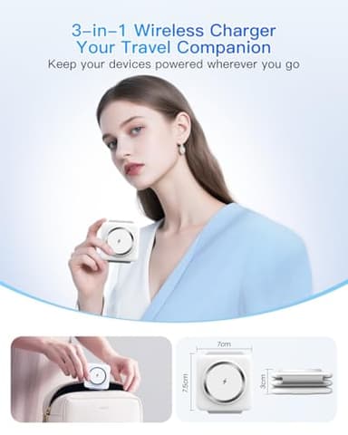 Charging Station for Apple Multiple Devices - 3 in 1 Foldable Magnetic Wireless Charger Dock - Travel Charging Pad for iPhone 16 15 14 13 12 Pro Max Plus Watch & Airpods - Image 2