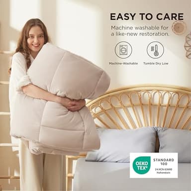 Bedsure Comforter Duvet Insert - Quilted Comforters Oversized King Size, All Season Duvet, GentleSoft Down Alternative Bedding, with 8 Tabs, Gifts for Women/Men, Beige, Oversized King 116 x 98 Inches - Image 6