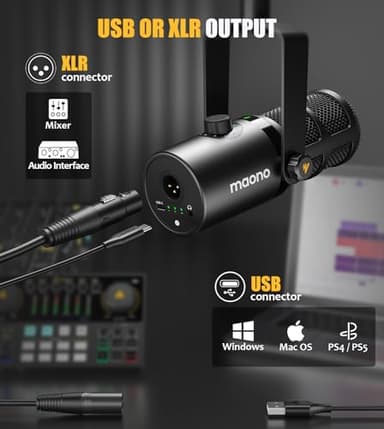MAONO Dynamic Microphone, USB/XLR Podcast PC Microphone with Software, EQ,Tap-to-Mute, Headphone Jack, Gain Knob & Volume Control, Studio Mic for Broadcast, Recording, Streaming & Gaming (PD400X) - Image 7