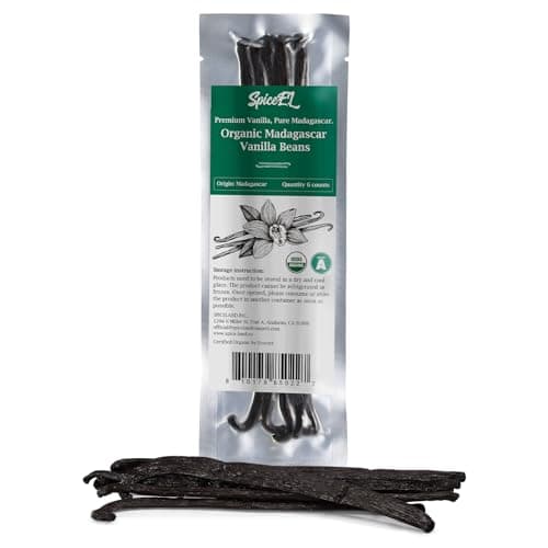 SPICEEL Organic Madagascar Vanilla Beans Grade A Vanilla Pods for Making Extract, Whole Vanilla Beans for Baking, Gluten Free, Non-GMO, Kosher, 6 Counts - Image 1