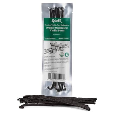 SPICEEL Organic Madagascar Vanilla Beans Grade A Vanilla Pods for Making Extract, Whole Vanilla Beans for Baking, Gluten Free, Non-GMO, Kosher, 6 Counts - Image 1