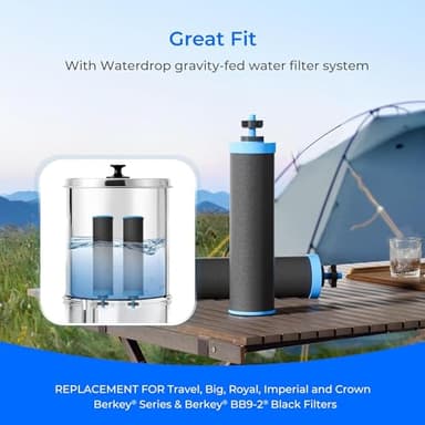 Waterdrop Alkaline Water Filter, Replacement for Berkey® BB9-2® Black Filters and Berkey® Gravity Water Filter System, Up to PH 9.2 (Pack of 2) - Image 2