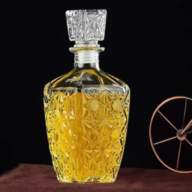 Cadamada Glasses Decanter,26 oz Diamond Pattern Wine Bottle with Lid,Delicate Decanter Set-for Tequila, Brandy, Scotch and Vodka, Gift Giving, Bar and Party Decoration (3pcs) - Image 4