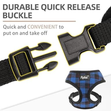 PUPTECK Soft Mesh Dog Harness and Leash Set Pet Puppy Cat Comfort Padded Vest No Pull Harnesses, Navy Blue, M - Image 4