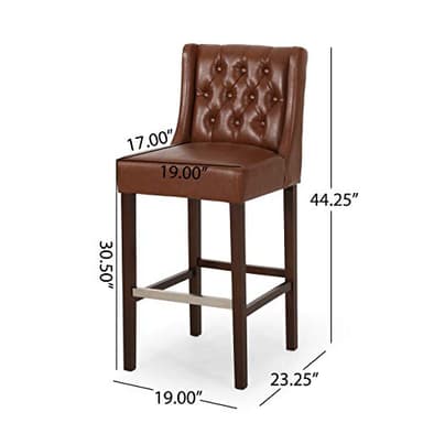 Christopher Knight Home Spencer Contemporary Wingback Barstools (Set of 2), Cognac Brown and Espresso, Faux Leather - Image 3