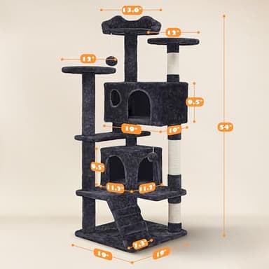 Yaheetech 54in Cat Tree Tower Condo, Cat Tree for Indoor Cats w/Scratching Post for Kittens Pet House Play - Image 9
