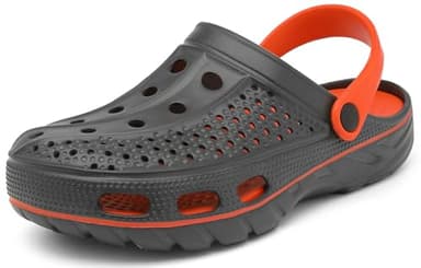 ChayChax Men's and Women's Arch Support Clogs Garden Shoes Slip-on Outdoor Beach Slippers with Removable Cushion Footbed, Grey Orange, 12-13 Women/10.5-11.5 Men - Image 2