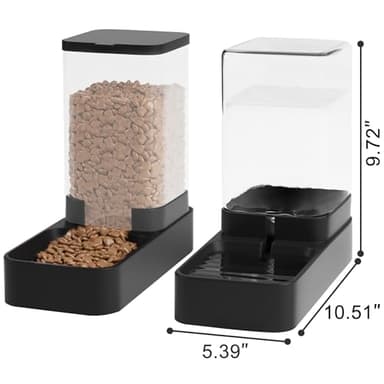 Wefeedy Automatic Cat Feeder and Water Dispenser in Set with Pet Food Bowl,Gravity Dog Waterer and Food Feeder for Small Medium Dog Cat Puppy Kitten Large Capacity(3.3L,Black) - Image 2