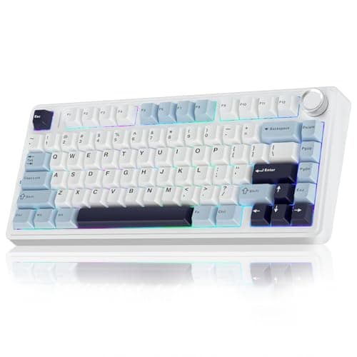 AULA F75 75% Wireless Mechanical Keyboard, Hot Swappable Creamy Keyboard, Pre-lubed Reaper Switches, 2.4GHz/Type-C/BT5.0, RGB Backlit Gaming Keyboards(White & Blue) - Image 1