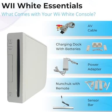 Nintendo White Premium Wii Console with 2 Remotes, 2 Nunchucks, Dual Dock Stand, Sensor Bar, AV Cable (Renewed) - Image 2