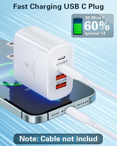USB C Charger Block, 2-Pack 40W 4-Port USB C Wall Charger Fast Charging Dual Port PD Power Adapter+QC Double Wall Plug Multiport Type C Brick Chargers for iPhone 16 15 14 13 12 11 Pro Max XS,Samsung - Image 2