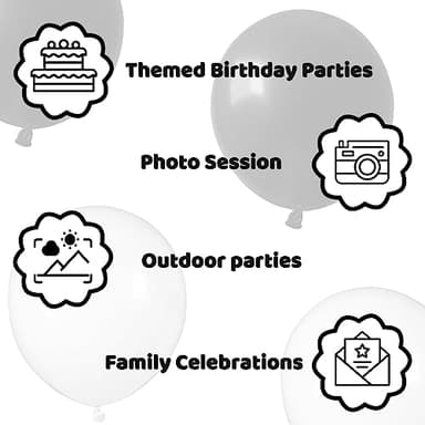 100pcs Black and White Balloons 12 Inch Thickened Latex Balloons for Birthday Wedding Graduation Party Decorations (Black White balloon) - Image 5