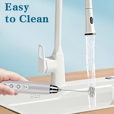 BSRGMS Milk Frother Handheld for Coffee, Electric Whisk 3 Speed Adjustable, Drink Mixer with Stainless 3 Whisks, Rechargeable Hand Frother Wand, Foam Maker for Latte Cappuccino Matcha Egg Silver - Image 6