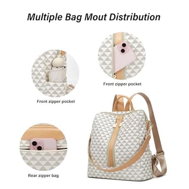 Makes Backpack Purse for Women PU Leather Travel Satchel Handbag Convertible Design Bag with Purse 2 Piece - Image 5