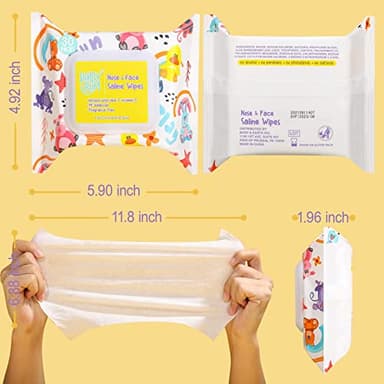HAPPY BUM - 180 Count Saline Baby Wipes, Unscented, 7.4 x 7.2 Inch, Moist and Refreshing, Multi-Purpose Use, Ideal for Travel - Image 6