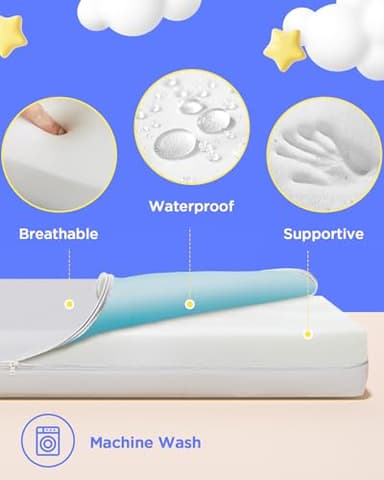 iMMDOKIN Pack and Play Mattress (38"x26"x1.5'') Certified, Hypoallergenic Dual-Sided Portable Crib Mattress Pad for Play Pen, Babies Toddlers, Soft, Waterproof, Machine Washable Cover, Standard Size - Image 5