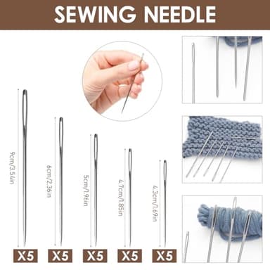 37pcs Sewing Tool Set, Needle Thread Hand Repair Kit for Beginners, Mini Sewing Kit for Mending Clothes, Include 25 Steel Needles, 6 reels of Thread, Seam Ripper, 2 Needle Threader, 2 Thimbles - Image 3