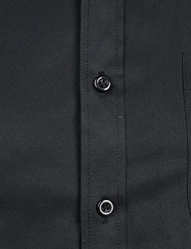ZEROYAA Men's Long Sleeve Dress Shirt Solid Slim Fit Casual Business Formal Button Up Shirts with Pocket ZSSCL01 Black Medium - Image 3