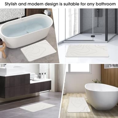 ZIKIBL Stone Bath Mat Diatomaceous Earth Shower Mat Non-Slip Super Absorbent Diatomite Stone Mats for Bathroom Floor/Ktichen Cuonter Quick-Drying Easy to Clean (24''*16''White) - Image 4