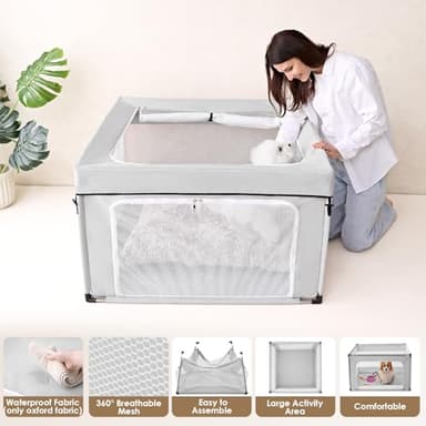 EHEYCIGA 42x42x26 Inches Puppy Playpen for Dogs & Cats Indoor or Outdoor - Dog Play Pen with Door, Dog Fence for Small Pets with Heavy-Duty Oxford & Steel Frame, with Cover - Image 3
