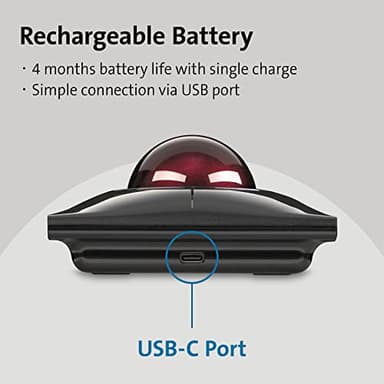 Kensington SlimBlade™ Pro Wireless Trackball, Rechargeable Battery, Bluetooth 2.4GHz Connection Options (K72080WW) - Image 3