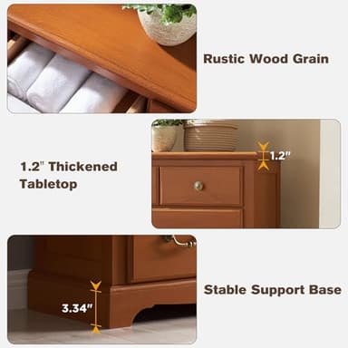T4TREAM 6 Drawers Dresser Chests for Bedroom, 48" Tall Rustic Chset of Drawers, Wood Dressers Organizer for Bedroom, Living Room,Hallway, Cherry - Image 7