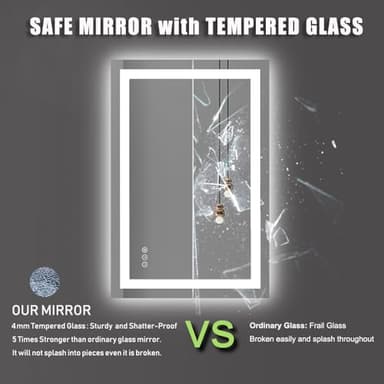 Amorho LED Bathroom Mirror 24"x 36" with Front and Backlight, Stepless Dimmable Wall Mirrors with Anti-Fog, Shatter-Proof, Memory, 3 Colors, Double LED Vanity Mirror(Horizontal/Vertical) - Image 4
