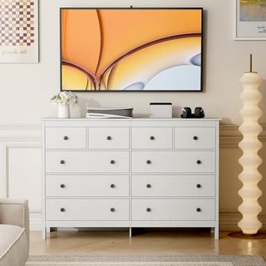 10 Drawer Dresser, 55" Modern White Dressers and Chests of Drawers, 10 Drawer Wide Dressers for Bedroom - Image 3