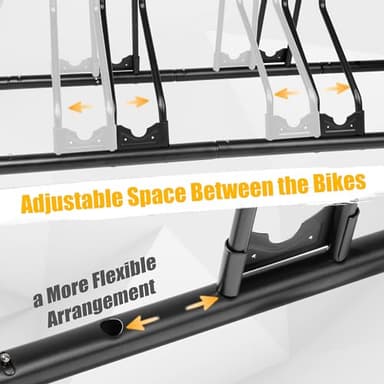 CyclingDeal Bicycle Floor Parking Rack Stand - for Mountain MTB Road Bike - Indoor Home Garage Storage - Adjustable 4 Bikes - Image 4