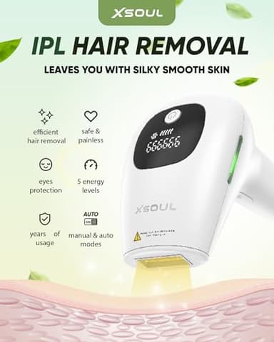 XSOUL At-Home IPL Hair Removal for Women and Men Permanent Hair Removal 999,999 Flashes Painless Hair Remover on Armpits Back Legs Arms Face Bikini Line, Corded - Image 2